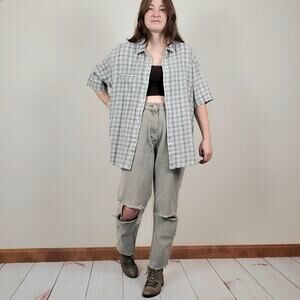 NWT Treasure & Bond Plaid Oversized Buttondown Shirt Green Medium